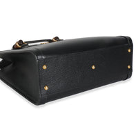 Black Dusty Grey Textured Dollar Calfskin Web Small Diana Tote