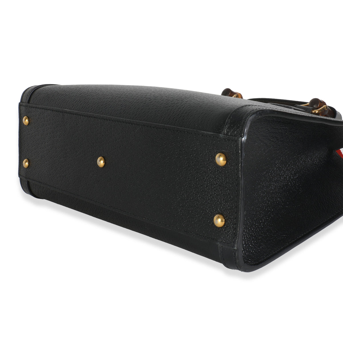 Black Dusty Grey Textured Dollar Calfskin Web Small Diana Tote