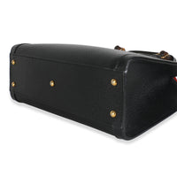 Black Dusty Grey Textured Dollar Calfskin Web Small Diana Tote