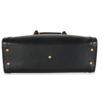 Black Dusty Grey Textured Dollar Calfskin Web Small Diana Tote