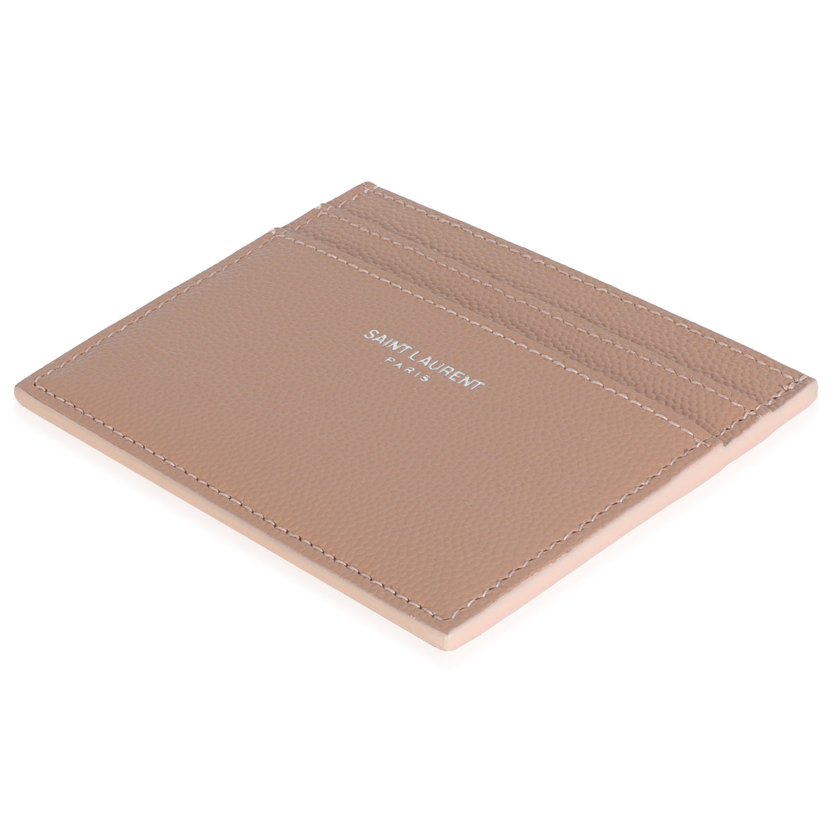 Saint Laurent Dark Pink Grain De Poudre Credit Card Case Wallet clasp