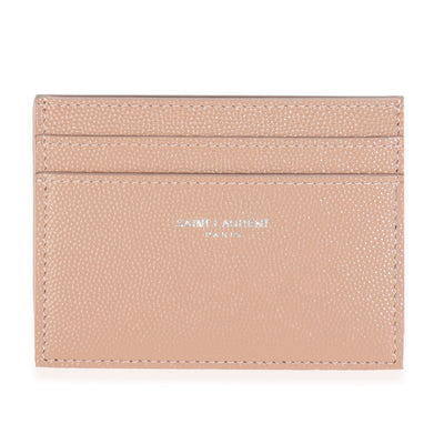 Saint Laurent Dark Pink Grain De Poudre Credit Card Case Wallet fv