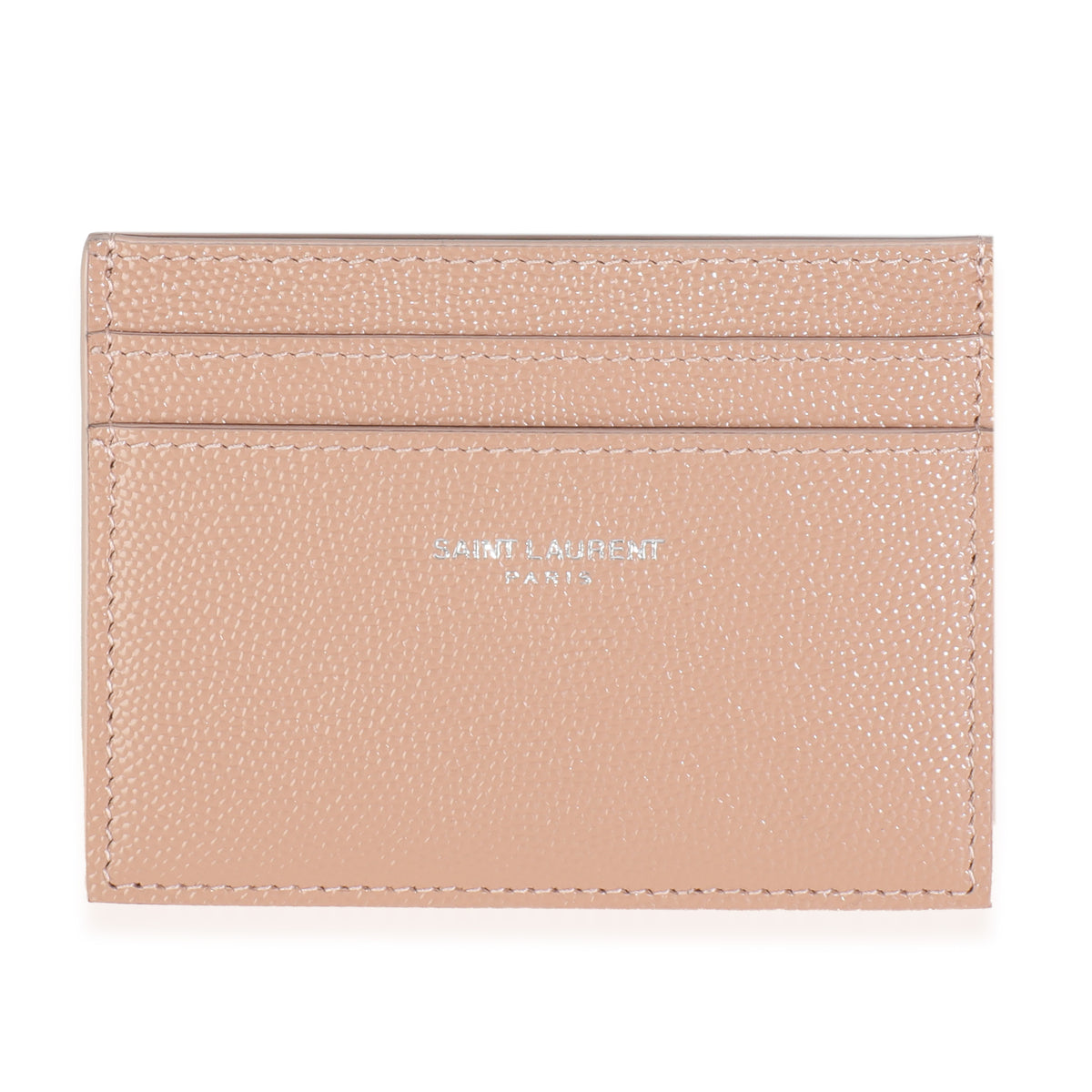 Saint Laurent Dark Pink Grain De Poudre Credit Card Case Wallet fv