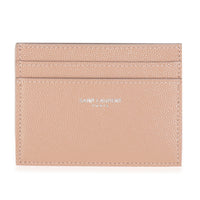 Saint Laurent Dark Pink Grain De Poudre Credit Card Case Wallet fv