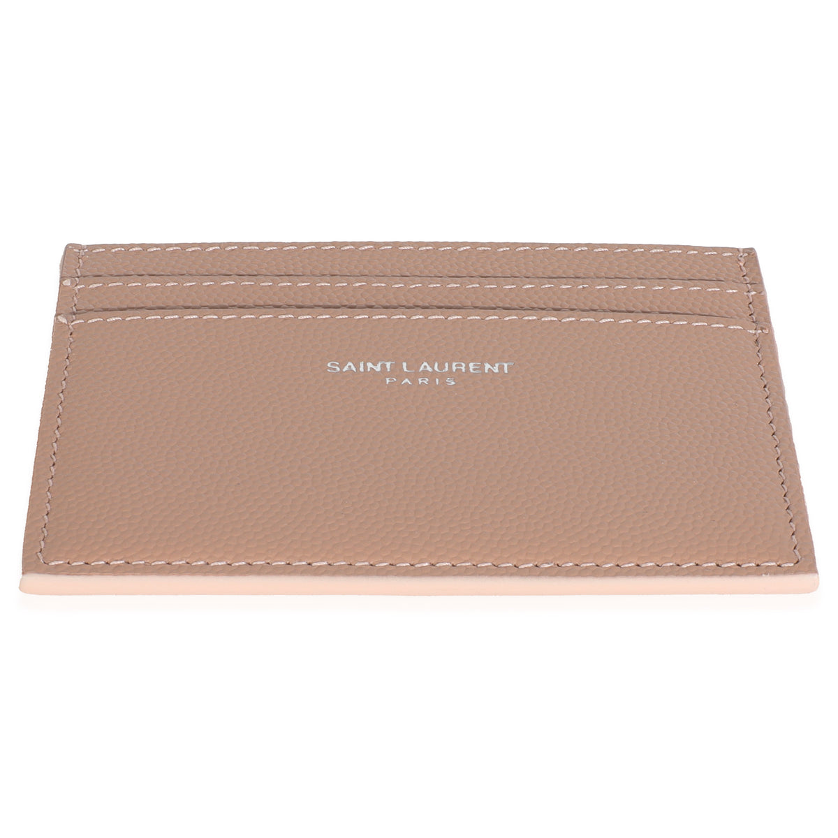 Saint Laurent Dark Pink Grain De Poudre Credit Card Case Wallet stamp