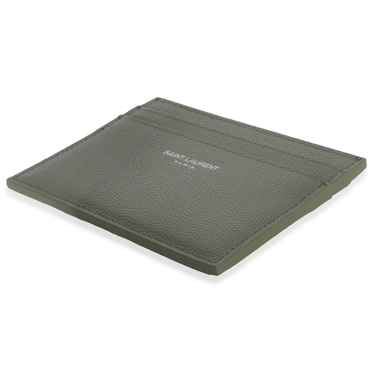 Saint Laurent Light Khaki Grain De Poudre Credit Card Case Wallet box