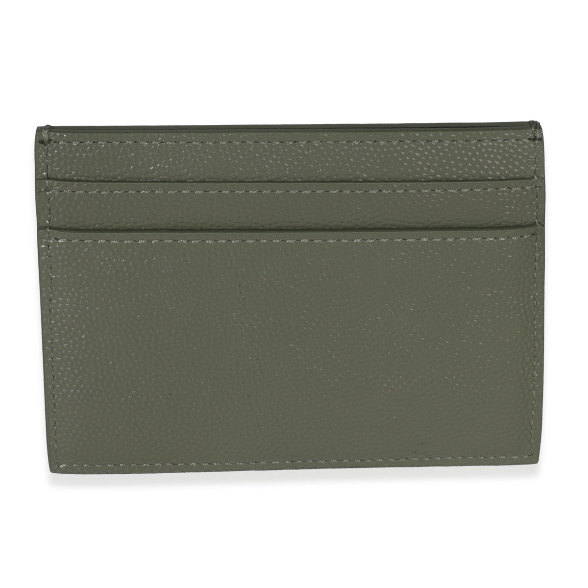 Saint Laurent Light Khaki Grain De Poudre Credit Card Case Wallet bv