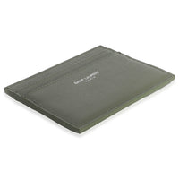 Saint Laurent Light Khaki Grain De Poudre Credit Card Case Wallet clasp