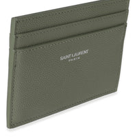 Saint Laurent Light Khaki Grain De Poudre Credit Card Case Wallet pv