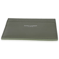 Saint Laurent Light Khaki Grain De Poudre Credit Card Case Wallet stamp