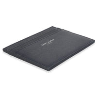 Saint Laurent Navy Grain De Poudre Credit Card Case Wallet clasp