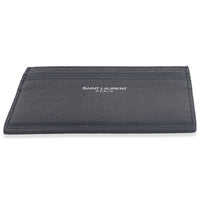 Saint Laurent Navy Grain De Poudre Credit Card Case Wallet stamp