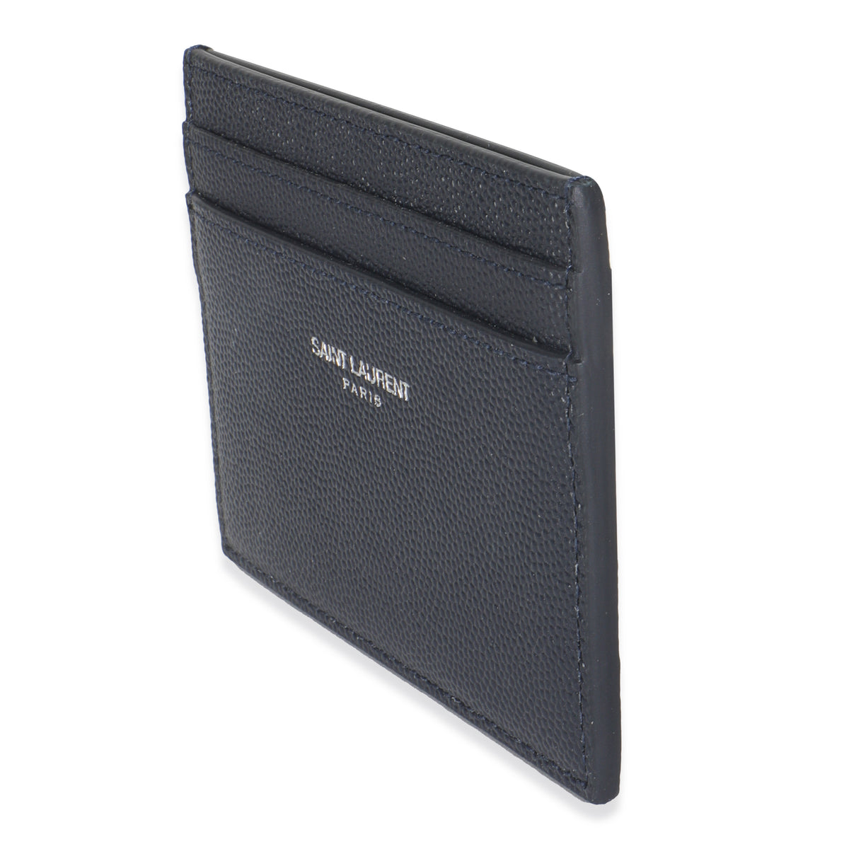 Saint Laurent Navy Grain De Poudre Credit Card Case Wallet sv