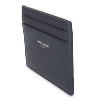 Saint Laurent Navy Grain De Poudre Credit Card Case Wallet sv
