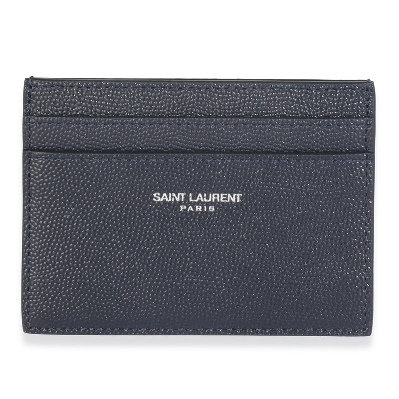 Navy Grain De Poudre Credit Card Case