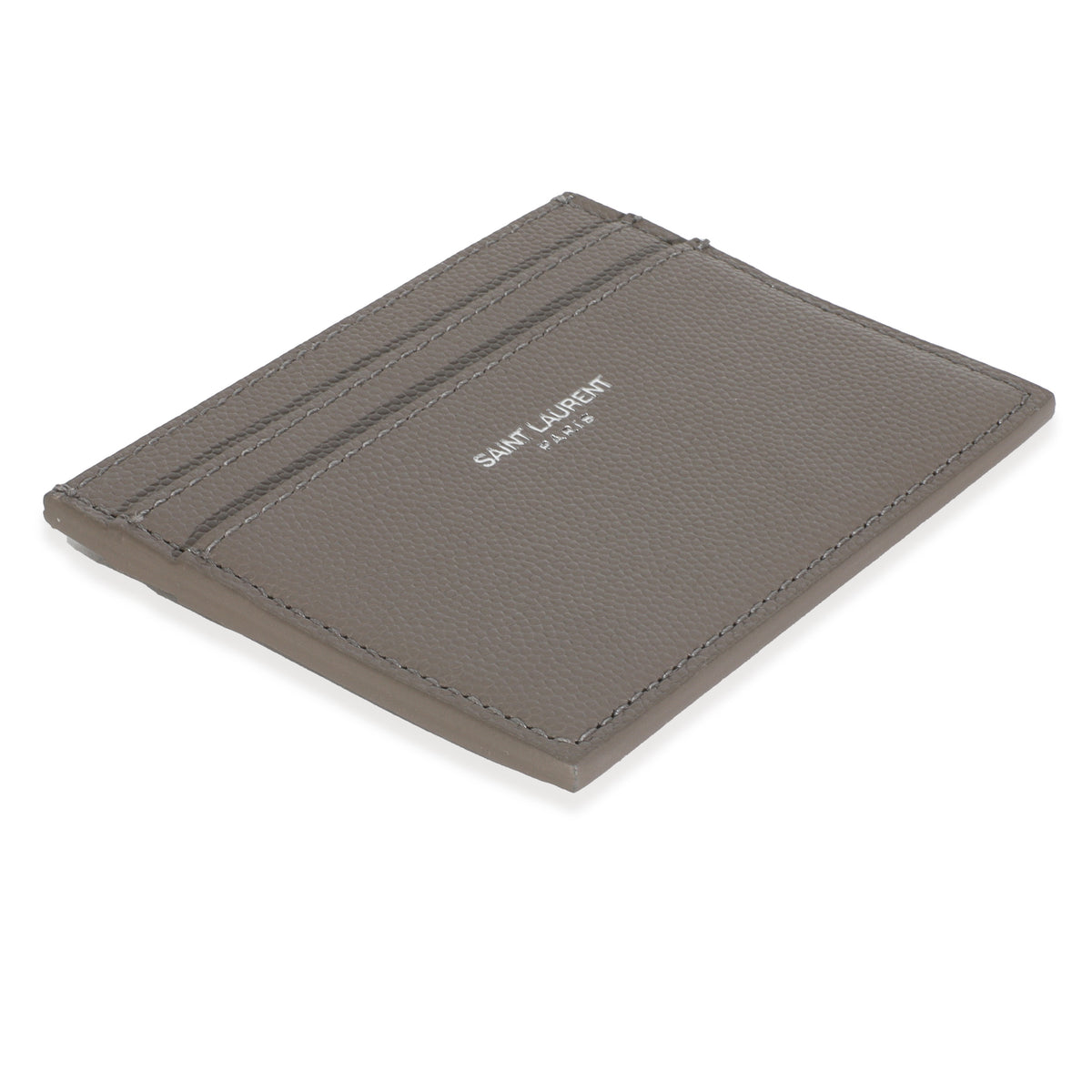 Saint Laurent Light Grey Grain De Poudre Credit Card Case Wallet box