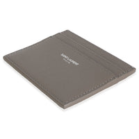 Saint Laurent Light Grey Grain De Poudre Credit Card Case Wallet clasp