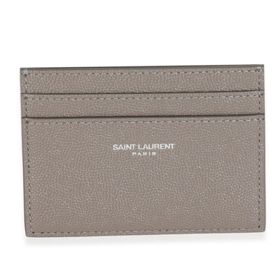 Saint Laurent Light Grey Grain De Poudre Credit Card Case Wallet fv