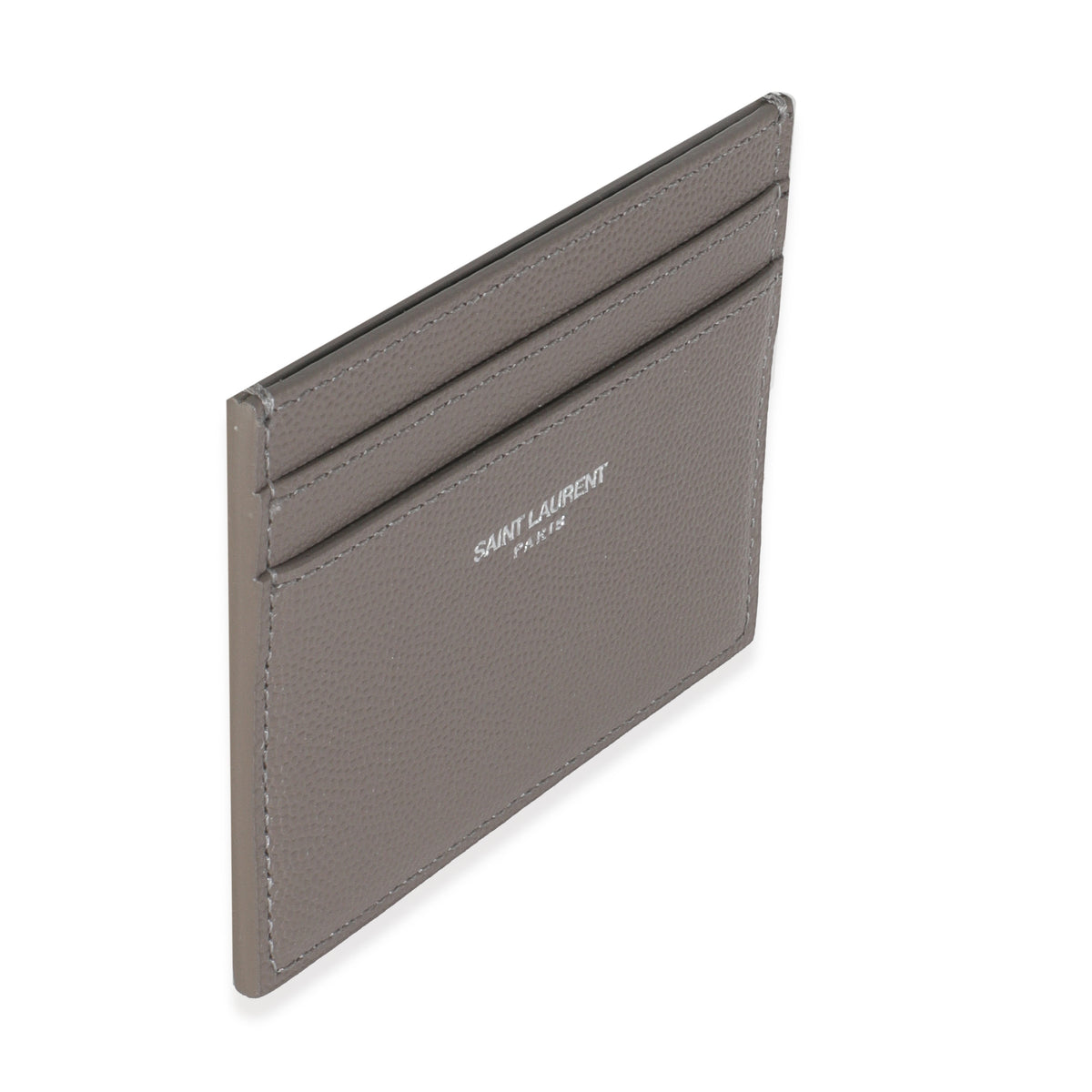 Saint Laurent Light Grey Grain De Poudre Credit Card Case Wallet pv