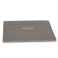 Saint Laurent Light Grey Grain De Poudre Credit Card Case Wallet stamp