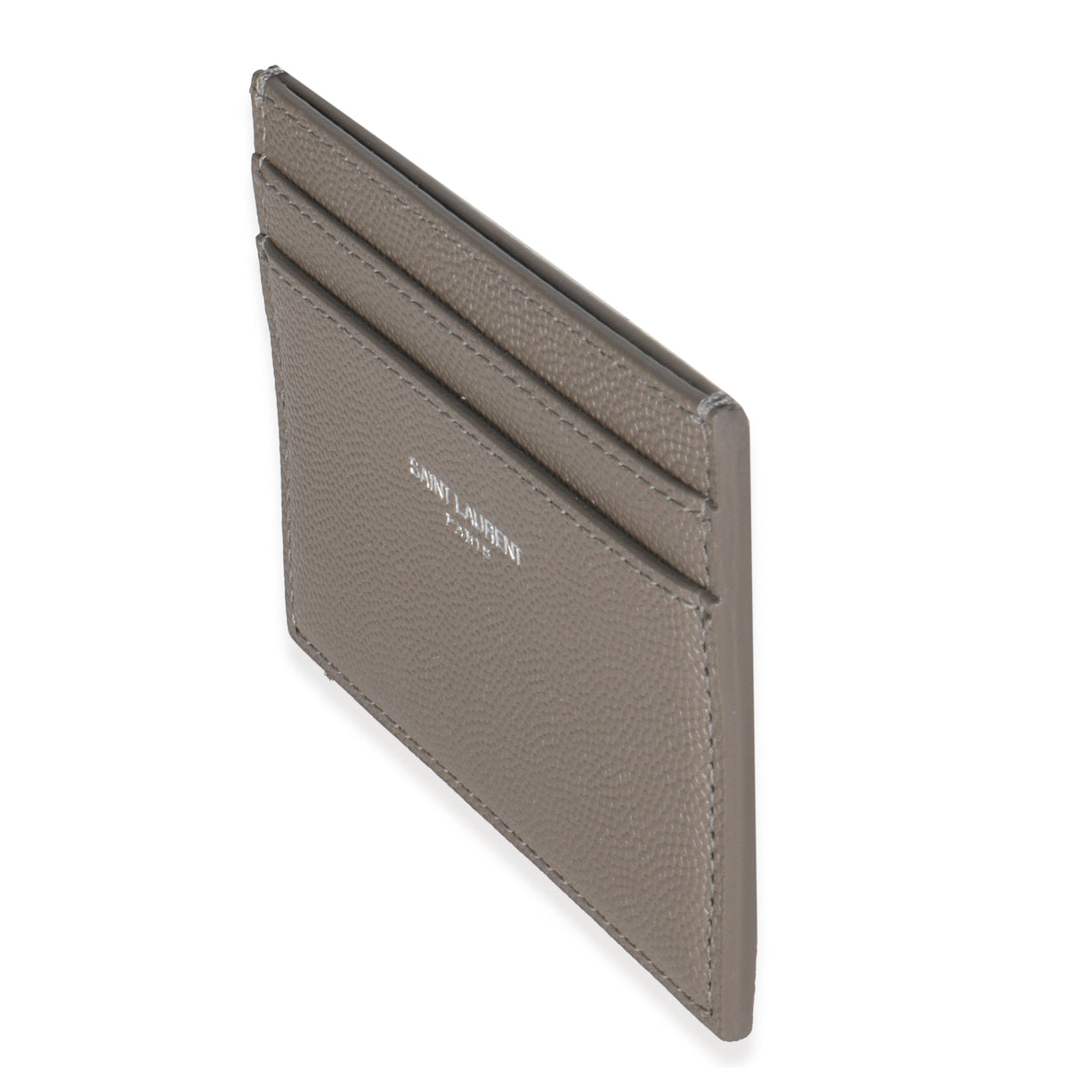 Saint Laurent Light Grey Grain De Poudre Credit Card Case Wallet sv