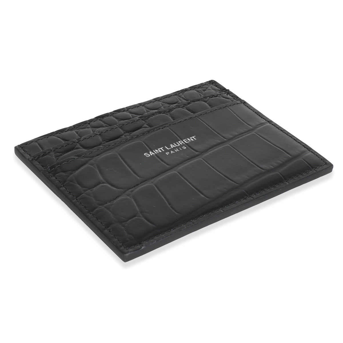 Black Croc Embossed Credit Card Case