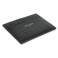 Black Croc Embossed Credit Card Case
