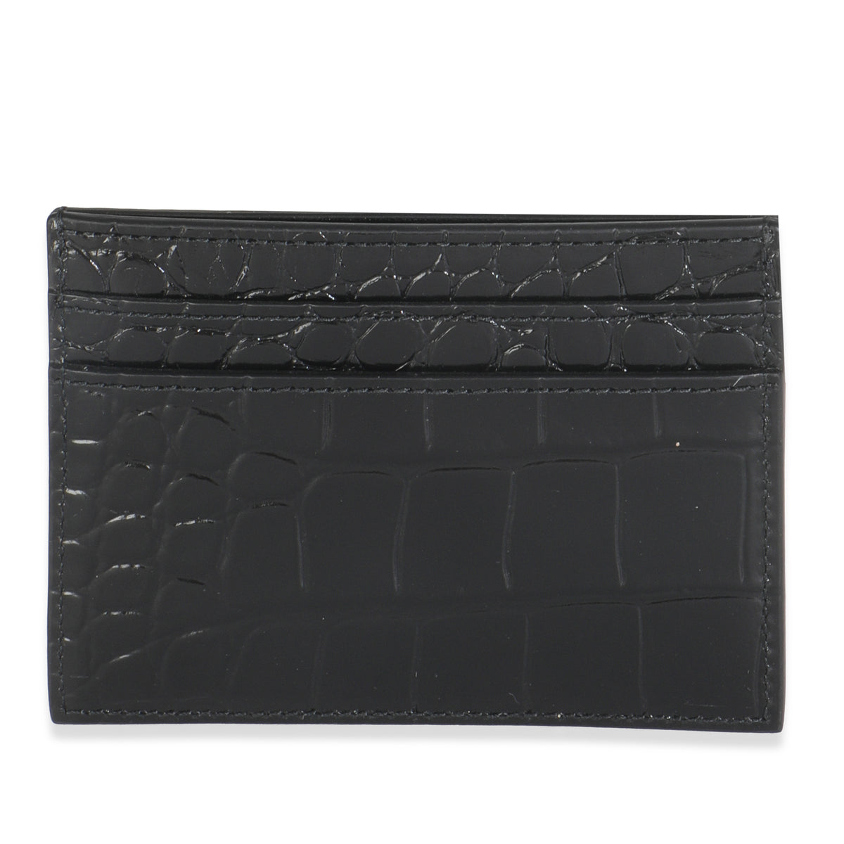 Black Croc Embossed Credit Card Case