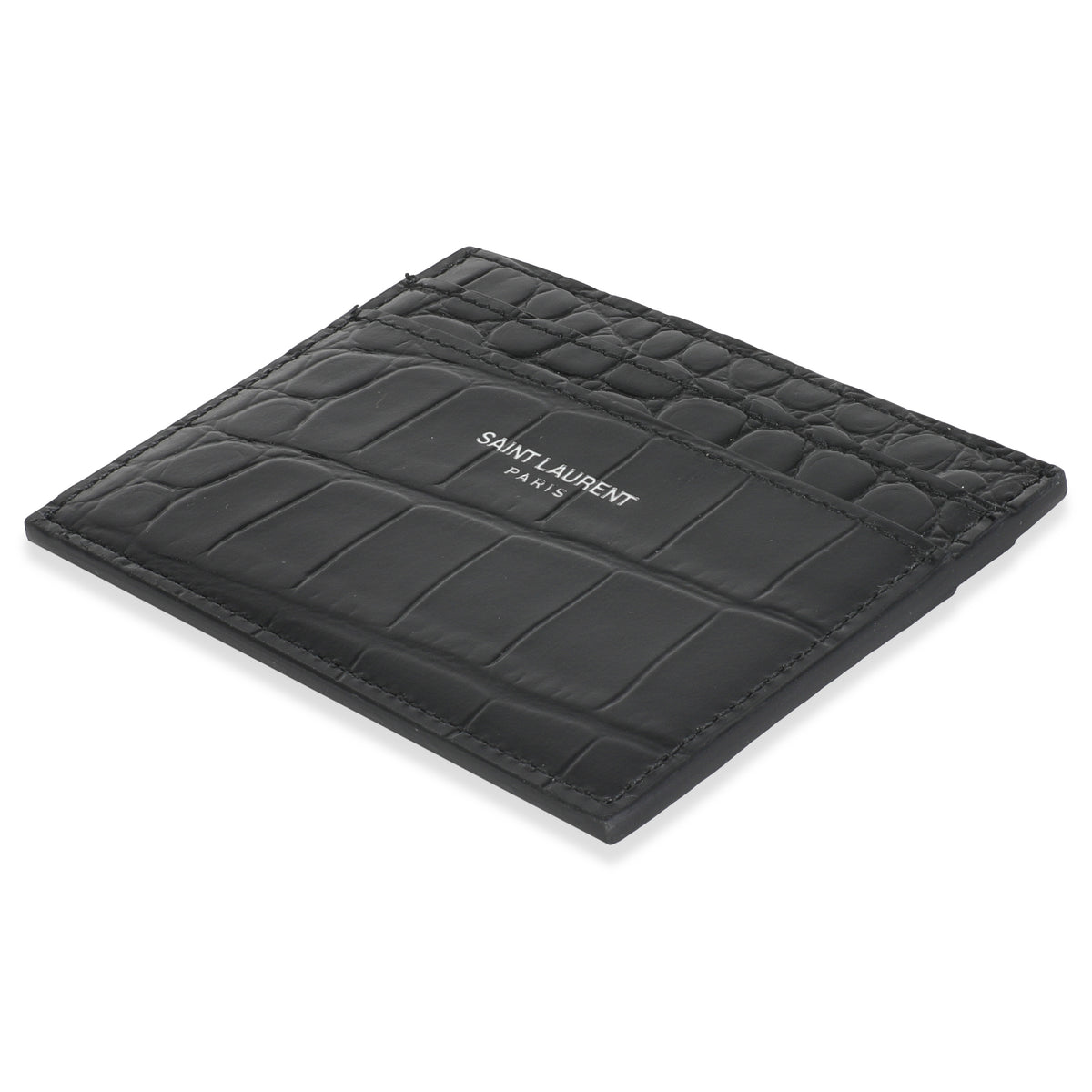 Black Croc Embossed Credit Card Case