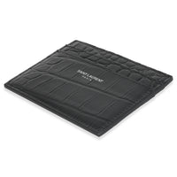 Black Croc Embossed Credit Card Case