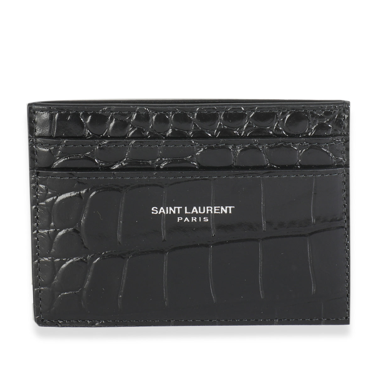 Black Croc Embossed Credit Card Case