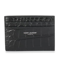 Black Croc Embossed Credit Card Case