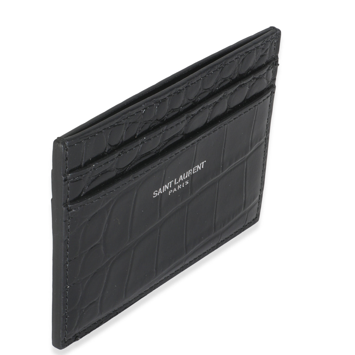 Black Croc Embossed Credit Card Case