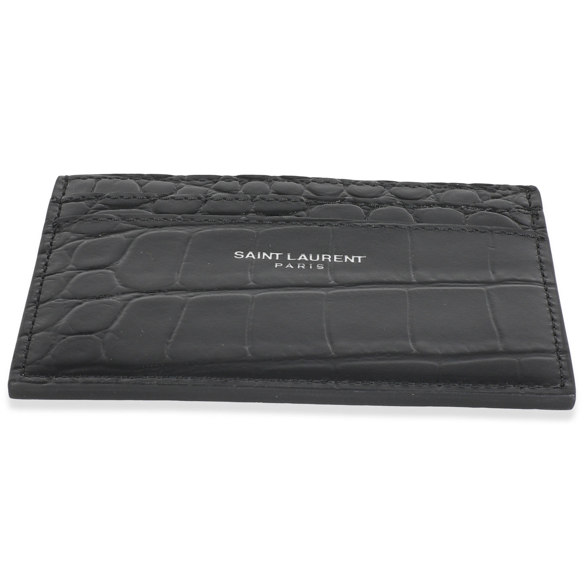 Black Croc Embossed Credit Card Case
