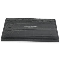 Black Croc Embossed Credit Card Case