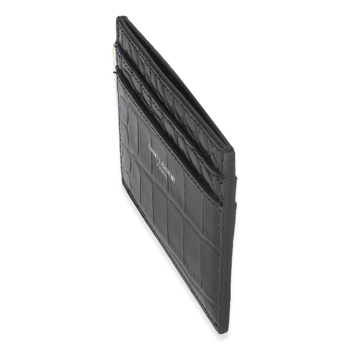 Black Croc Embossed Credit Card Case