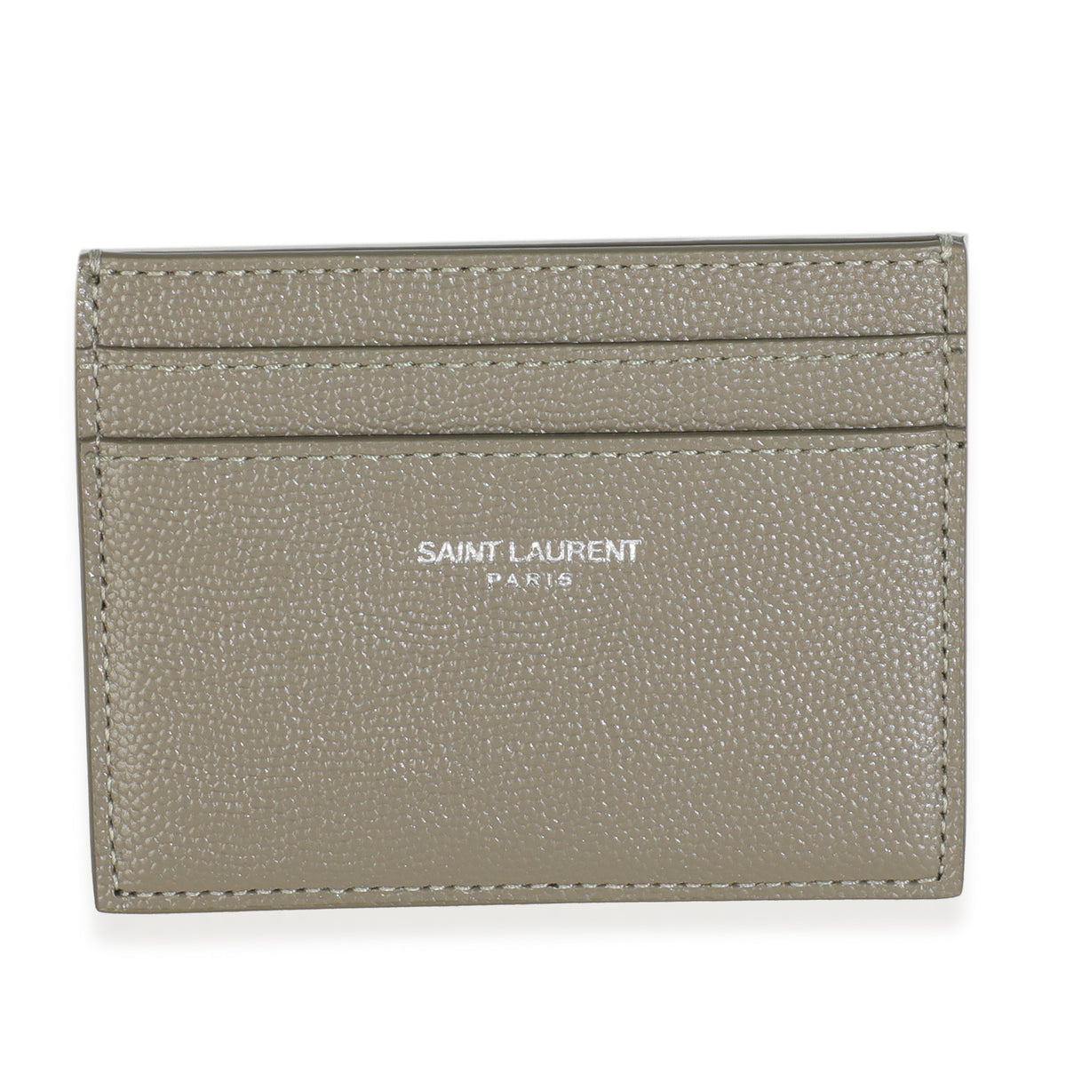 Olive Green Grain De Poudre Credit Card Case