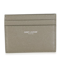 Olive Green Grain De Poudre Credit Card Case