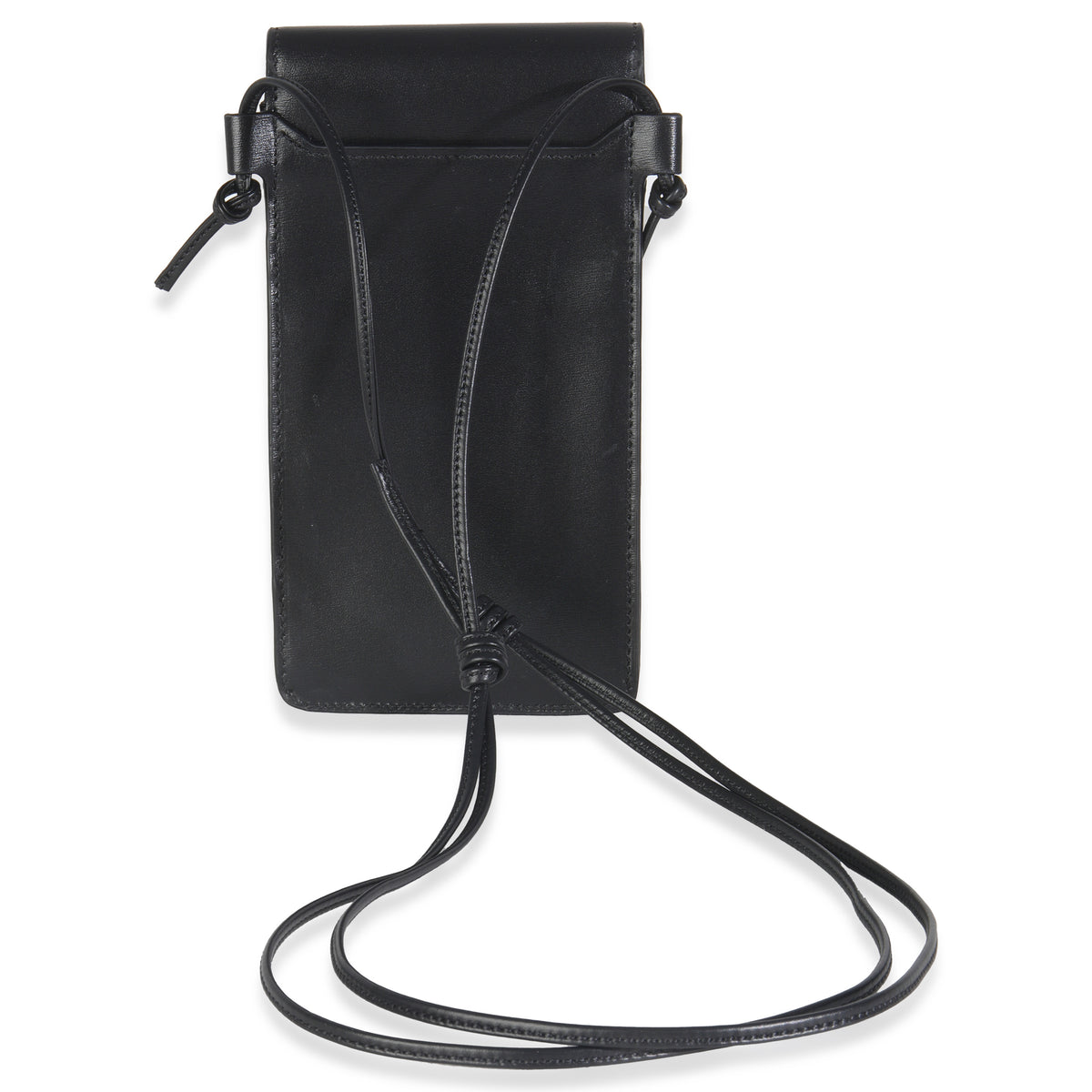 Black Smooth Calfskin Phone Pouch With Flap