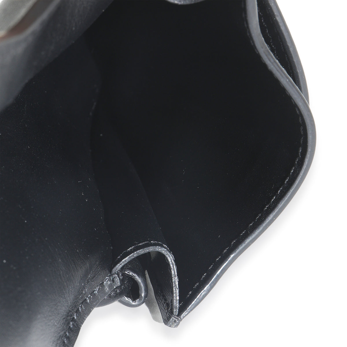 Black Smooth Calfskin Phone Pouch With Flap