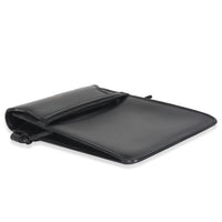 Black Smooth Calfskin Phone Pouch With Flap