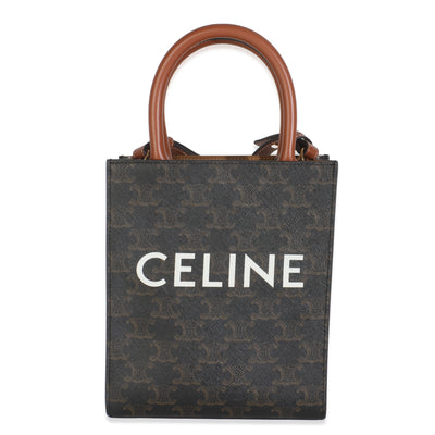 Tan Calfskin Triomphe Canvas Mini Vertical Cabas