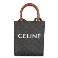 Tan Calfskin Triomphe Canvas Mini Vertical Cabas