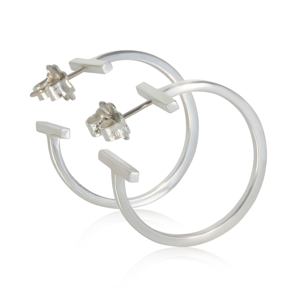 Sterling Silver  Tiffany T Hoop Earrings