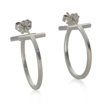 Sterling Silver  Tiffany T Hoop Earrings