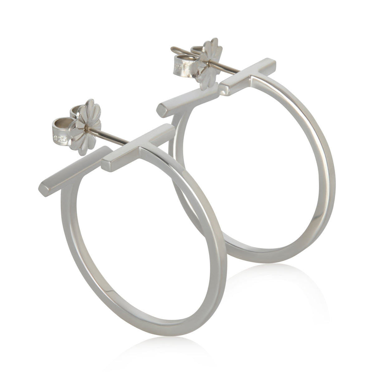Sterling Silver  Tiffany T Hoop Earrings