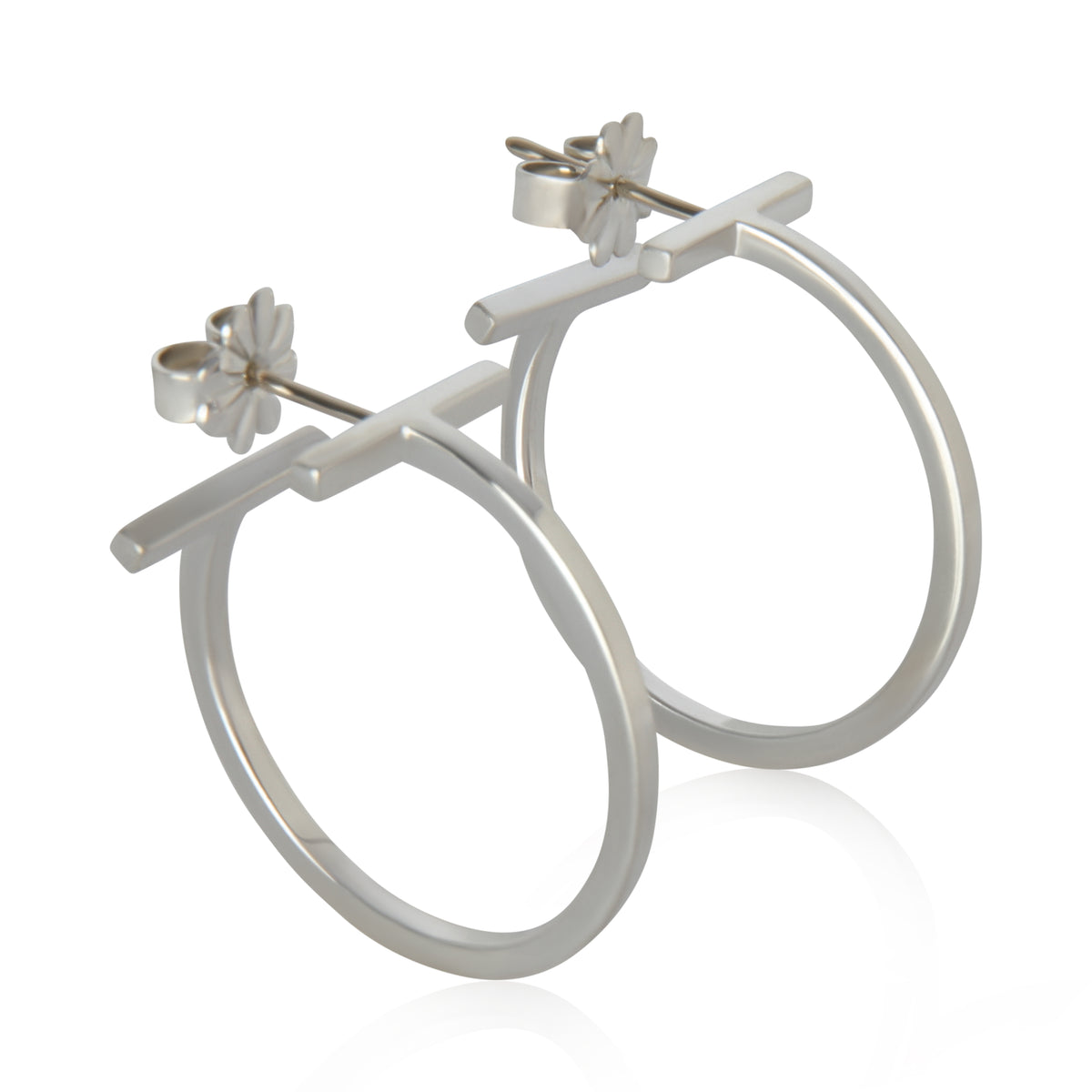 Sterling Silver  Tiffany T Hoop Earrings