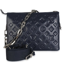 Navy Monogram Embossed Lambskin Coussin PM
