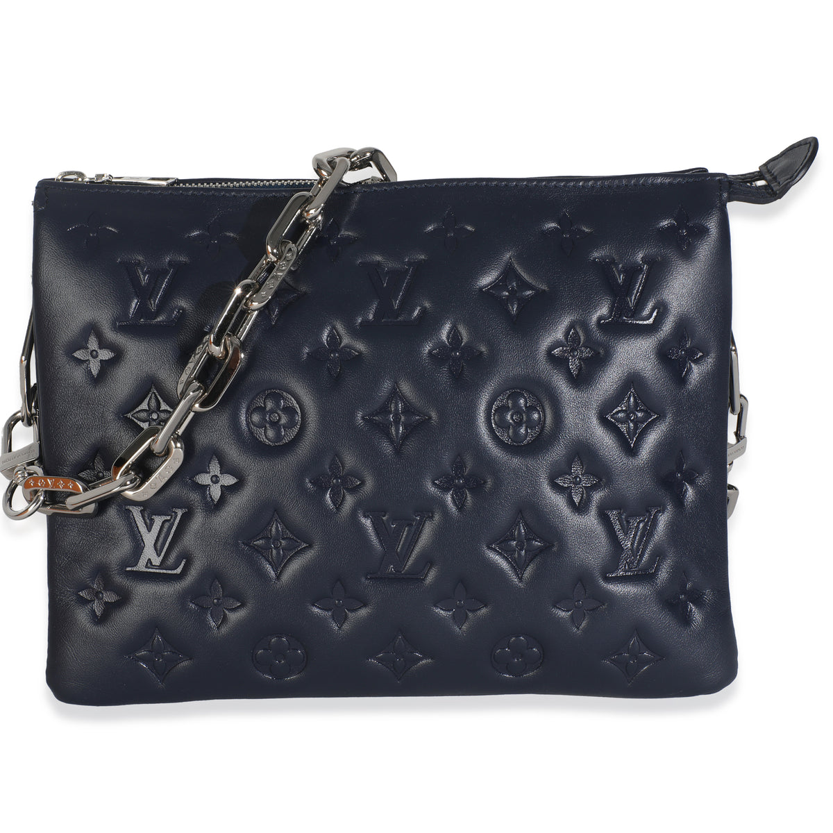 Navy Monogram Embossed Lambskin Coussin PM