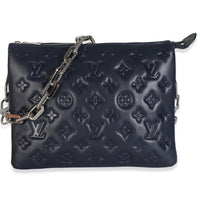 Navy Monogram Embossed Lambskin Coussin PM
